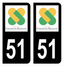 Autocollant Plaque d'immatriculation Voiture Ancienne Région 51 Noir