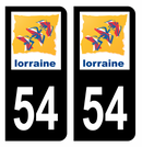 Autocollant Plaque d'immatriculation Voiture Ancienne Région 54