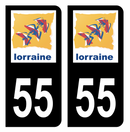 Autocollant Plaque d'immatriculation Voiture Ancienne Région 55 Noir