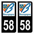 Autocollant Plaque d'immatriculation Voiture Ancienne Région 58