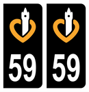 Autocollant Plaque d'immatriculation Voiture Ancienne Région 59