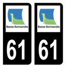 Autocollant Plaque d'immatriculation Voiture Ancienne Région 61 Noir