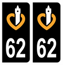 Autocollant Plaque d'immatriculation Voiture Ancienne Région 62