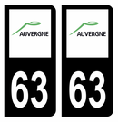 Autocollant Plaque d'immatriculation Voiture Ancienne Région 63 Noir