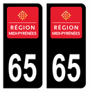 Autocollant Plaque d'immatriculation Voiture Ancienne Région 65