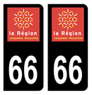 Autocollant Plaque d'immatriculation Voiture Ancienne Région 66 Noir