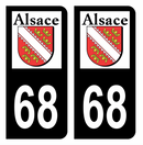 Autocollant Plaque d'immatriculation Voiture Ancienne Région 68