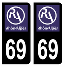Autocollant Plaque d'immatriculation Voiture Ancienne Région 69