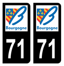 Autocollant Plaque d'immatriculation Voiture Ancienne Région 71