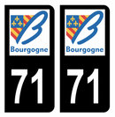 Autocollant Plaque d'immatriculation Voiture Ancienne Région 71 Noir