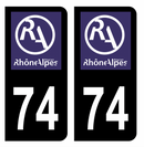 Autocollant Plaque d'immatriculation Voiture Ancienne Région 74