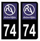 Autocollant Plaque d'immatriculation Voiture Ancienne Région 74 Noir