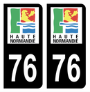 Autocollant Plaque d'immatriculation Voiture Ancienne Région 76 Noir