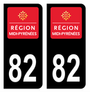 Autocollant Plaque d'immatriculation Voiture Ancienne Région 82