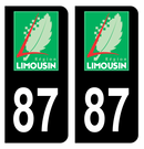 Autocollant Plaque d'immatriculation Voiture Ancienne Région 87