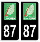 Autocollant Plaque d'immatriculation Voiture Ancienne Région 87 Noir