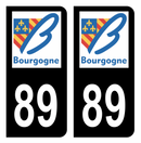 Autocollant Plaque d'immatriculation Voiture Ancienne Région 89 Noir