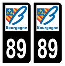 Autocollant Plaque d'immatriculation Voiture Ancienne Région 89