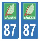 Autocollant Plaque d'immatriculation Voiture Ancienne Région 87 Noir