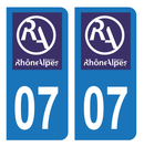 Autocollant Plaque d'immatriculation Voiture Ancienne Région 07 Noir