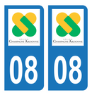 Autocollant Plaque d'immatriculation Voiture Ancienne Région 08