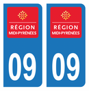 Autocollant Plaque d'immatriculation Voiture Ancienne Région 09