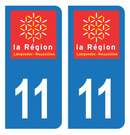 Autocollant Plaque d'immatriculation Voiture Ancienne Région 11 Noir