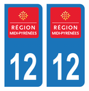 Autocollant Plaque d'immatriculation Voiture Ancienne Région 12