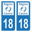 Autocollant Plaque d'immatriculation Voiture Ancienne Région 18