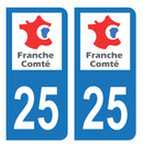 Autocollant Plaque d'immatriculation Voiture Ancienne Région 25 Noir