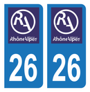 Autocollant Plaque d'immatriculation Voiture Ancienne Région 26 Noir