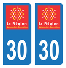 Autocollant Plaque d'immatriculation Voiture Ancienne Région 30 Noir