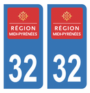 Autocollant Plaque d'immatriculation Voiture Ancienne Région 32 Noir