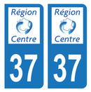 Autocollant Plaque d'immatriculation Voiture Ancienne Région 37