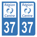 Autocollant Plaque d'immatriculation Voiture Ancienne Région 37 Noir