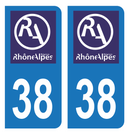 Autocollant Plaque d'immatriculation Voiture Ancienne Région 38