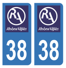 Autocollant Plaque d'immatriculation Voiture Ancienne Région 38 Noir