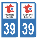 Autocollant Plaque d'immatriculation Voiture Ancienne Région 39 Noir