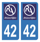 Autocollant Plaque d'immatriculation Voiture Ancienne Région 42 Noir