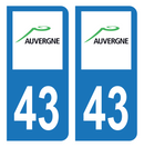 Autocollant Plaque d'immatriculation Voiture Ancienne Région 43