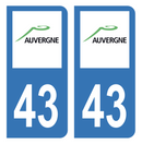 Autocollant Plaque d'immatriculation Voiture Ancienne Région 43 Noir