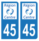 Autocollant Plaque d'immatriculation Voiture Ancienne Région 45
