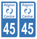 Autocollant Plaque d'immatriculation Voiture Ancienne Région 45 Noir