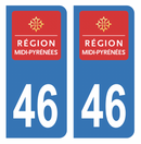 Autocollant Plaque d'immatriculation Voiture Ancienne Région 46 Noir