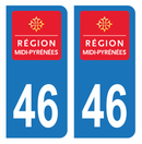 Autocollant Plaque d'immatriculation Voiture Ancienne Région 46