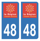 Autocollant Plaque d'immatriculation Voiture Ancienne Région 48 Noir