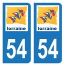 Autocollant Plaque d'immatriculation Voiture Ancienne Région 54