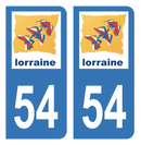 Autocollant Plaque d'immatriculation Voiture Ancienne Région 54 Noir