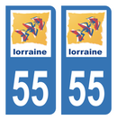 Autocollant Plaque d'immatriculation Voiture Ancienne Région 55 Noir