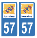 Autocollant Plaque d'immatriculation Voiture Ancienne Région 57 Noir